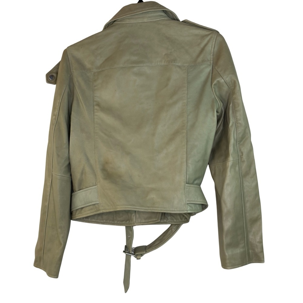 ALLSAINTS Women's Balfern Leather Biker Jacket in Soft Sage Size 6 - Picture 5 of 16